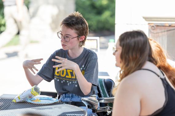 Students having a meeting outdoors